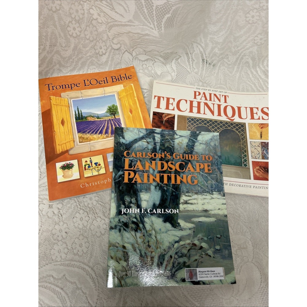 3 Painting Books, Paint Techniques, Landscape, Trompe L'Oeil Bible Instructions